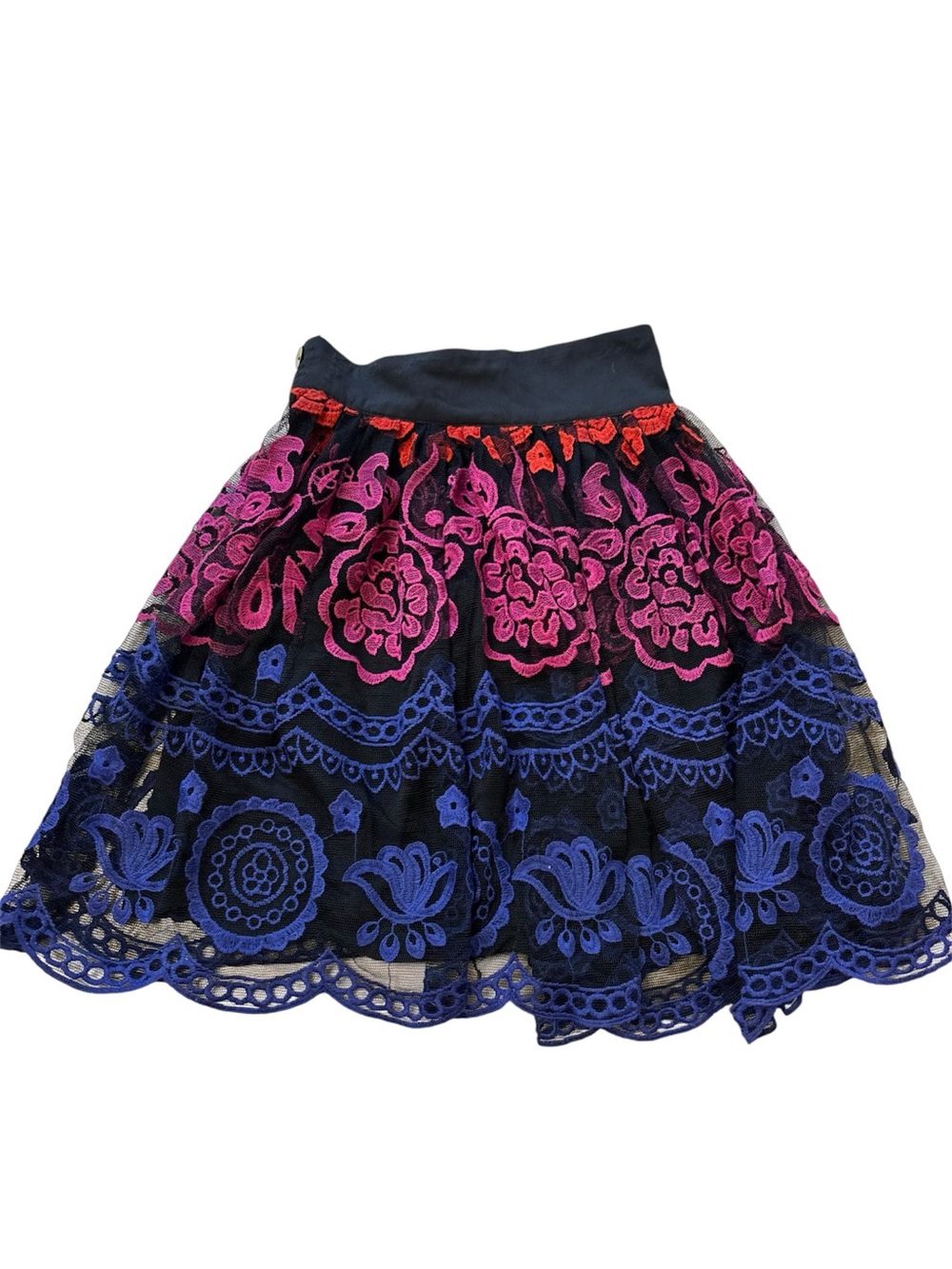 Jen’s Pirate Booty embroidered mesh mini skirt XS